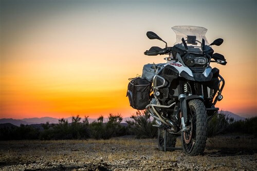 BMW R1200GS on a plain during a safari in Uganda.