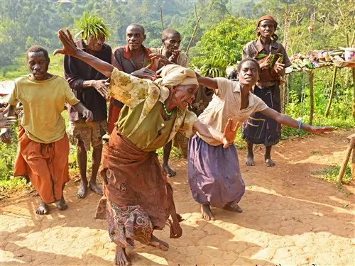 A group of female local, traditional dancers in Uganda.