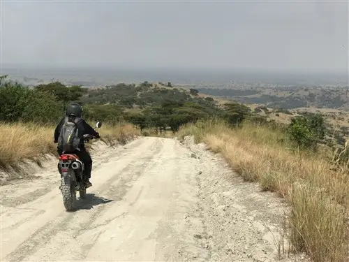 Honda XL250 during a moto tour safari in Uganda.