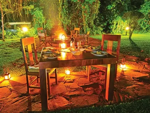 A dining experience in a lodge in Uganda.
