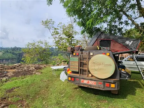 The Toyota Hilux Overland Camping Truck in Sipi Falls, Uganda.