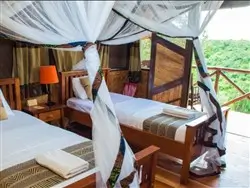 A bedroom in Bush Lodge, Queen Elizabeth Uganda.