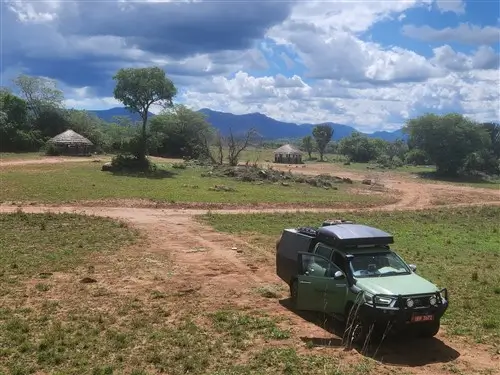 Hilux in the middle of Kidepo National Park, Uganda.